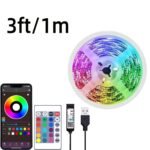 91.44Cm-30.48Meter Rgb Led Strip Lights With Remote & App Control, Adjustable Brightness, Diy Mode, Usb Powered, Abs Material, Non-Rechargeable Button Battery, For Bedroom, Living Room, Tv Mirror Backlight Decoration, Led Lights For Bedroom - Image 3