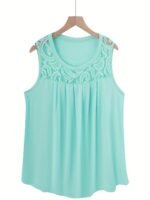 Solid Color Versatile Sleeveless Chest Pleated Casual Vacation Top - Image 6