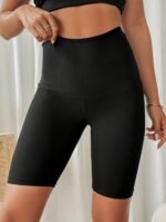 1 Pair Cxyin High-Waist Sweat Sauna Shorts For Women - Black, Tummy Control And Slimming Leg Shaper, Breathable Polyester/Elastane Blend, Ideal For Summer Workouts, Workout Shorts - Image 5