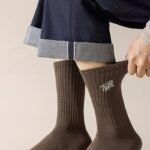 6 Pairs Of Men'S Mid-Calf Socks, Japanese Style, Solid Color, Odor-Resistant, Sweat-Absorbing, Suitable For Basketball And Sports, Available In Black And White, Sweat-Resistant - Image 8