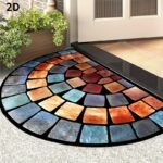Colorful Geometric Door Mat, Polyester Non-Slip Indoor Entrance Rug, Soft And Thick, Hand Washable, For Home Decor, Porch And Living Room