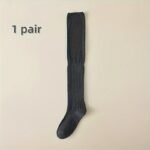 Women'S Over-The-Knee Socks, Ruffle Detail, Striped Knit Polyester, 90G/M?, Hand Wash, Slimming Fit, Versatile For Spring, Autumn, And Winter - Image 9