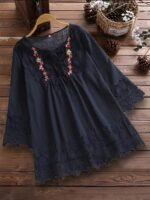 Women'S Plus Size V-Neck Lace Trim Blouse - Vibrant Yellow Loose Fit Tie-Front Shirt, Lightweight Semi-Sheer Casual Top For Spring Summer Fall, Machine Washable, Lace Blouse, Seasonal Fashion, Nonelastic Fabric - Image 3