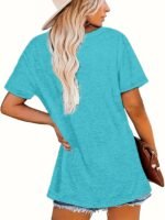 Sunflower Print Short Sleeve T-Shirt, Casual Crew Neck Top For Spring & Summer, Women'S Clothing - Image 4