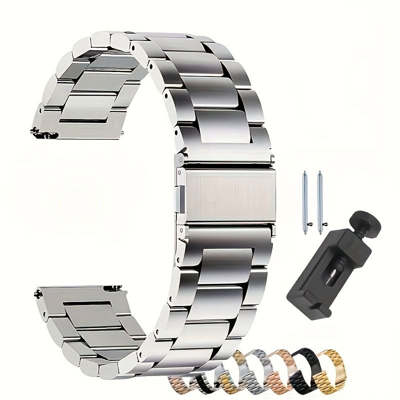 product-fancy-c1b1b485-8312-40e1-a6c4-a1b2c85c6dc3.jpg 16Mm 18Mm 20Mm 22Mm 24Mm Watch Band, Stainless Steel Watch Strap, Watch Strap Replacement For Smartwatch, For Traditional Watch, For Samsung For Galaxy Watch, For Garmin Ticwatch Fossil - Image 1