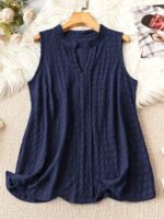 Elegant V-Neck Tank Top For Women, Made Of Solid Color Knitted Fabric, Featuring High Elasticity, Suitable For Wearing In All Seasons. - Image 3