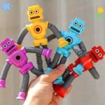 Diy Transforming Suction Cup Robot Toy For Youngsters 6-8 - Creative & Educational Sensory Play, Telescopic Pop Tube Design In Purple/Red/Blue/Yellow - Image 12