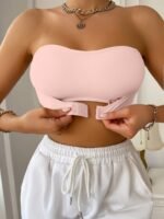 Seamless Strapless Bandeau Bra With Removable Pads, Wireless Support, Smooth Nylon Fabric - Image 5