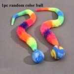 1Pc Interactive Cat Play Toy--Geometric Polyester Twisted Worm With Connecting Ball, Uncharged Pet Play Stick--Colorful Simulated Battery-Free For Caterpillar Set - Image 2