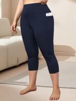 Women'S High-Waisted Side Pockets 7-Inch Pants - Stretchy, Comfortable, And Stylish For Spring/Summer/Fall - Solid Color, Slim Fit, Side Pockets For Everyday Comfort, Casual Wear Pants | Highwaisted Leggings | Stretchy Fabric - Image 3