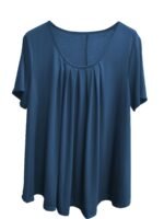 Elegant Crew Neck Ruched Bust Slight Stretch Knit Fabric Pullovers Polyester Casual Tops For Women, Plus Siz - Image 10