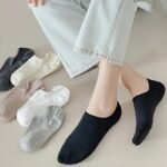 6 Pairs Solid Pinstripe Boat Socks, Simple Comfy & Breathable Socks, Women'S Stockings & Hosiery - Image 2