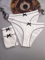 4Pcs Women'S Mid-Rise Briefs With Chic Bow Detail - Breathable & Comfortable Ribbed Texture In Assorted Colors, Stretchy Polyester Blend, Non-See-Through - Perfect For Casual Attire - Image 7