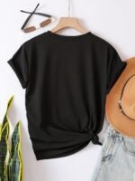 Women'S Casual Crew Neck T-Shirt With Heart & Letter Print - "Beautiful" Design, Short Sleeve, Loose Fit, Black, Perfect For Spring/Summer/Fall, Ladies T Shirts - Image 6