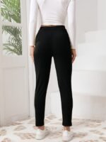 Women'S High-Waist Stretch Yoga Pants With Pockets - Black, Breathable & Lightweight For Fitness & Casual Wear - Image 3