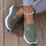 Women'S Breathable Knit Slip-On Sneakers - Light Blue Casual Low-Top Shoes With Cushioned Pvc Sole, All-Season Comfort For Casual Attire, Ladies Sneakers, Stylish Slipons, Comfortable Fit - Image 8