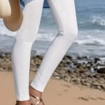 Women'S Plus Size High-Waist Stretchy Solid Color Leggings - Casual & Comfortable, Perfect For Beach Outings, All-Season Wear