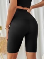 1 Pair Cxyin High-Waist Sweat Sauna Shorts For Women - Black, Tummy Control And Slimming Leg Shaper, Breathable Polyester/Elastane Blend, Ideal For Summer Workouts, Workout Shorts - Image 2