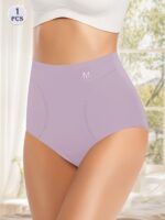 Meiyating Women'S High-Waisted Tummy Control Briefs - Ultra-Soft Seamless Underwear, Breathable No-Liner Design For All-Day Comfort, Elegant Solid Color (Black), Tummy Control Underwear, Comfortable Daily Wear, Sleek Highwaist, Smooth Fabric - Image 3