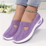 Women'S Breathable Knit Sneakers - Slip-On Low Top Sneakers With Plain Toe, Lightweight Pvc Sole, And Comfortable Fabric Upper For All-Day Wear (Green, Blue, Black, Purple, Pink), Casual Footwear | Minimalist Design | Breathable Fabric - Image 6