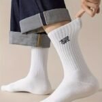 6 Pairs Of Men'S Mid-Calf Socks, Japanese Style, Solid Color, Odor-Resistant, Sweat-Absorbing, Suitable For Basketball And Sports, Available In Black And White, Sweat-Resistant - Image 7
