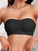 Women'S Strapless Back Cross Bandeau Bra With Dual Non-Slip Strips And Removable Pads, Sexy Seamless Design In White, Black, Wheat - Versatile For All Seasons, Everyday Wear|Strapless Bandeau|Wirefree Chest, Sexy Undergarment - Image 8