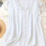 Plus Size Swiss Dot Blouse, Elegant Frill Trim Top For Summer, Women'S Plus Size Clothing