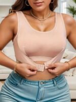 Women'S Plus Elegant Bra, Plus Size Solid Front Closure Full Cover Non Padded Bralette - Image 9