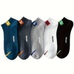 5 Pairs 'Sp' Print Fashion Sports Socks, Comfortable Low Cut Ankle Socks For Men Women - Image 3