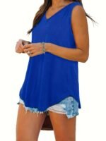 2023 Trendy Women'S V-Neck Sleeveless Tank Top - Breathable Stretchy Solid Color Casual Summer Tops, Machine Washable Versatile Wardrobe, Ladies Tank Tops, Casual Attire, Relaxed Fit, Quality Stitching - Image 10