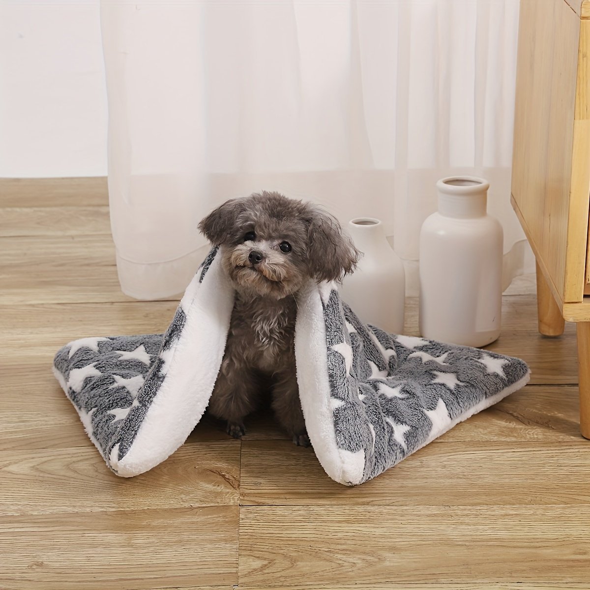 product-fancy-c7d216b9-bb34-4305-9aba-37d67bb58aba.jpg Cozy All-Season Plush Pet Mat | Soft, Thickened Warm Blanket For Cats & Dogs | Machine-Washable, Durable Polyester | Ideal For Autumn & Winter Sleep Comfort | Star Patterned Design, Pet Sleeping Ma - Image 1
