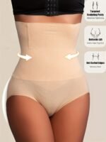 Looks 4.54 Kg Thin1Pcs Of Women'S High-Waisted Shapewear - Apricot And Black, Abdominal Control And Buttock Lift, Smooth Stretch Fabric, Solid Stripe Details, Daily Body Contouring And Buttock Lift | Summer Skinny | Thin Leggings - Image 10