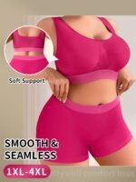 1Pc Seamless Low Waist Panty Full Coverage Underwire-Free Comfortable Style Plus Size Bra In Rose, Miotan - Image 3