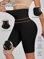 High-Waist Seamless Tummy Control Panties For Women, No-Show Anti-Slip Safety Shorts With Waist Cincher And Butt Lifter Features, Nylon And Elastane Blend - Image 2