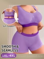 1Pc Seamless Low Waist Panty Full Coverage Underwire-Free Comfortable Style Plus Size Bra In Rose, Miotan - Image 2