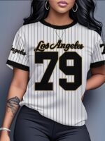 Women'S Los Angeles 79 Soft & Breathable Graphic Tee - Casual Short Sleeve Top With Durable Print, Machine Washable, Perfect For Spring/Summer, Xs To Xxl, Casual Wear Tee | Sporty Casual Wear | Comfortable Fit - Image 3