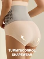 1Pc Women'S High-Waist Tummy Control Shapewear Panties - Slimming Body Shaper With Heat, Breathable Nylon & Spandex Blend, Hand Washable - Seamless Design For A Flawless Look - Image 4