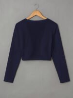 Solid Color Open Front Crop Jacket, Versatile Long Sleeve Outwear For Spring & Fall, Women'S Clothing - Image 8