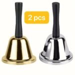 1Pc Golden/Silvery Hand Bell Classic Dinner Bell Durable Hand Bells Loud Call Bell Service Bell Used For Weddings School Classroom Service And Game Parties Christmas - Image 9