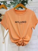 Milano Letter Print T-Shirt, Casual Crew Neck Short Sleeve Top For Spring & Summer, Women'S Clothing - Image 7