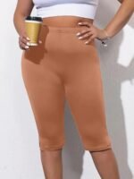 Plus Size Side Split Skinny Shorts, Casual Every Day Stretchy Short Leggings, Women'S Plus Size?Clothing - Image 2