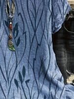 Women'S Plus Size Summer Loungewear Top - Breathable Loose Fit Leaf Print Blouse With Mustard Yellow & Green Design, Machine Washable Casual Home & Outing Shirt, Summer Blouse, Relaxed Outfit, Elegant Style, Easy Care, Stylish Shirt, Relaxed Style - Image 9