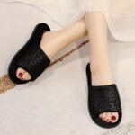 Women'S Classic Open Toe Slippers, Vintage Style Soft Sole House Slides, Comfortable Cozy Indoor Footwear - Image 5