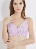 Elegant Plaid Nursing Bra For Women, Medium Stretch Polyamide Blend, Non-Removable Padding, One-Handed Buckle, Adjustable Jacquard Straps, No Underwire, Medium Support, Knit Fabric, Lightly Lined - 1 Pack - Image 10