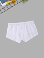 1 Pack Men'S Sheer Mesh Boxer Briefs - Soft, Breathable, Quick-Dry Underwear With Elastic Waistband, Sexy Transparent Design For Casual Wear & Exercise (White & Black), Comfortable Underwear, Sports Underwear, Minimalist Underwear, Medium Elasticity Fabric - Image 8