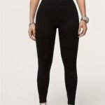 Women'S Pure Black Casual Tight Bottoming Pants, Versatile Clothing|Sleek Leggings|Highwaisted Leggings