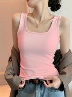 Solid Color Casual, U-Neck, Wide Shoulder Vest, Women'S Tank Top, Versatile Innerwear Or Outerwear, Sleeveless Vest, Comfortable And Simple, Suitable For Spring, Summer, Autumn Tops, Can Be Worn In Winter, Christmas, Valentine'S Day - Image 9