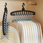 11-Hole Magic Folding Clothes Hanger Organizer, Multi-Functional Non-Slip Plastic Portable Wall Hanging Closet System With 3.2 Cubic Feet Closed Storage Capacity - Lightweight (1Pc) - Image 5