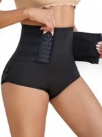 Abdominal Tuck Pants For Women, Waist-Tightening And Hip-Lifting Corset With Lace Trim, Triangle Buckle Reinforcement, Belly Reduction And High-Waisted Shapewear