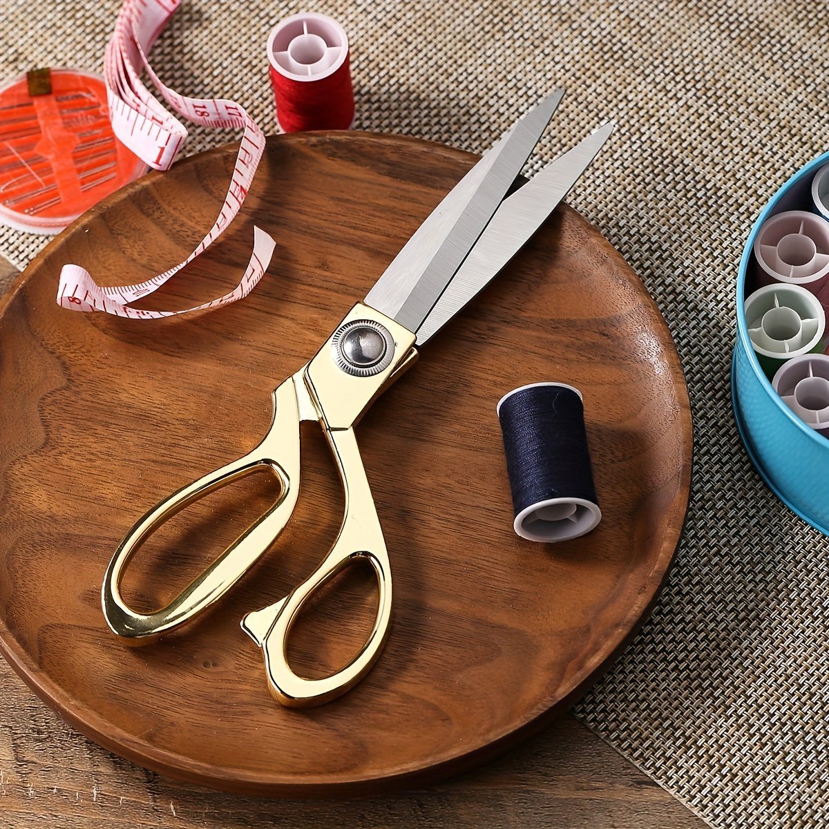 product-fancy-ccbcc5dd-1507-4fb4-ab33-ff1ba31dea33.jpg 1Pc Golden Fabric Scissors Stainless Steel Sharp Tailor Scissors Clothing Scissors Professional Heavy Duty Dressmaking Shears Sewing Tailor - Image 1
